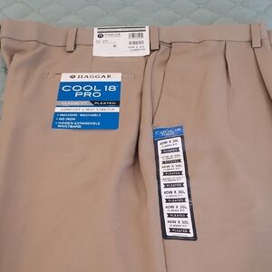 Haggar Cool 18 Pro Classic Fit Pleated Dress Pants - Tan